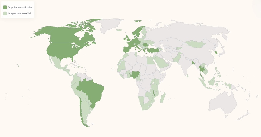 Carte des pays woofing