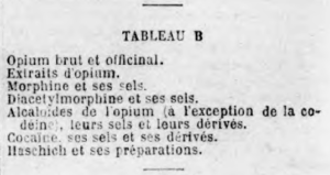 Extrait décret 1916 cannabis mention haschich