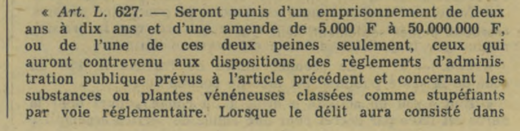 Extrait loi 1970 cannabis